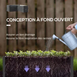 OUTSUNNY Carré Potager De Jardin Jardinière D'angle Sans Fond - 115L X 115l X 44H Cm - Acier Galvanisé Gris Foncé -Promos Jardin Noble Magasin 95848303 4