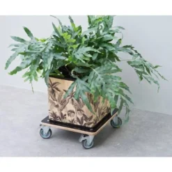 Chariot à Plantes Carré 38x38 Cm Noir Bois Nature -Promos Jardin Noble Magasin 95907451 3