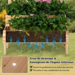 COSTWAY Jardinière 2 Niveaux Avec Treillis En Bois De Sapin Avec Trou De Drainage, Bac à Fleurs Pour Plante Grimpante, Lit De Jardin Résistance Aux Intempéries 109 X 62 X 135 Cm 9 COSTWAY Jardinière 2 Niveaux Avec Treillis En Bois De Sapin Avec Trou De Drainage, Bac à Fleurs Pour Plante Grimpante, Lit De Jardin Résistance Aux Intempéries 109 X 62 X 135 Cm -Promos Jardin Noble Magasin 95979985 3