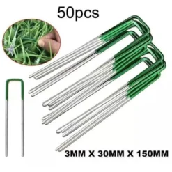 Clous De Sol En Forme De U Verts À Moitié Pulvérisés Clous De Pelouse De Verdissement De Jardin Gazon Artificiel Clous Fixes Clous De Gazon