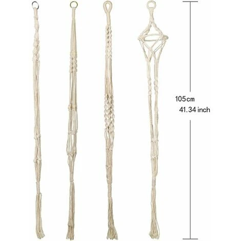 Lot De 4 Suspension Corde Plante Macramé Porte Pot Suspendu Plante Cintre Intérieur Extérieur Décoration Du Jardin Avec - 41 Pouces, 4 Jambes En Corde 4 Lot De 4 Suspension Corde Plante Macramé Porte Pot Suspendu Plante Cintre Intérieur Extérieur Décoration Du Jardin Avec - 41 Pouces, 4 Jambes En Corde – Image 2