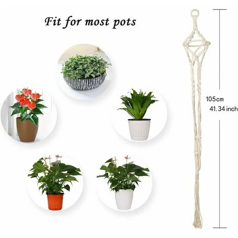Lot De 4 Suspension Corde Plante Macramé Porte Pot Suspendu Plante Cintre Intérieur Extérieur Décoration Du Jardin Avec - 41 Pouces, 4 Jambes En Corde 5 Lot De 4 Suspension Corde Plante Macramé Porte Pot Suspendu Plante Cintre Intérieur Extérieur Décoration Du Jardin Avec - 41 Pouces, 4 Jambes En Corde – Image 3