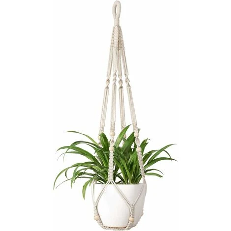 Panier De Jardinière Suspendu Intérieur En Dentelle Avec Perles En Bois Support De Jardinière Décoratif Sans Pompon-2 Pièces 3 Panier De Jardinière Suspendu Intérieur En Dentelle Avec Perles En Bois Support De Jardinière Décoratif Sans Pompon-2 Pièces