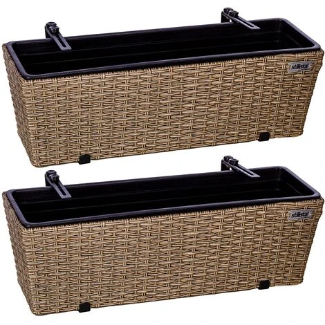STILISTA Set De 2 Bacs à Fleurs En Poly Rotin 60 X 16 X 19 Cm, Y Compris Suspension Réglable Et Insert Amovible En Plastique, En 4 Couleurs Différentes, Crème 3 STILISTA Set De 2 Bacs à Fleurs En Poly Rotin 60 X 16 X 19 Cm, Y Compris Suspension Réglable Et Insert Amovible En Plastique, En 4 Couleurs Différentes, Crème