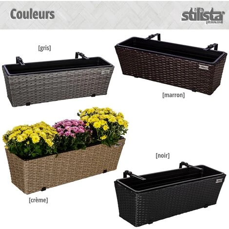 STILISTA Set De 2 Bacs à Fleurs En Poly Rotin 60 X 16 X 19 Cm, Y Compris Suspension Réglable Et Insert Amovible En Plastique, En 4 Couleurs Différentes, Crème 7 STILISTA Set De 2 Bacs à Fleurs En Poly Rotin 60 X 16 X 19 Cm, Y Compris Suspension Réglable Et Insert Amovible En Plastique, En 4 Couleurs Différentes, Crème – Image 5