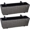STILISTA Set De 2 Bacs à Fleurs En Poly Rotin 60 X 16 X 19 Cm, Y Compris Suspension Réglable Et Insert Amovible En Plastique, En 4 Couleurs Différentes, Gris