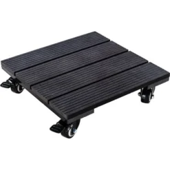 STILISTA Rouleau Pour Plantes En WPC, Charge Jusqu'à 100 Kg, Résistant Aux Intempéries, Frein Blocable, Rond Ou Carré, Différentes Couleurs, Carré, Noir