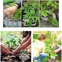 Lot De 100 Sacs De Plantation, Biodégradables, En Tissu Non Tissé, Sacs à Plantes, Durables, Pour Plantes, Fleurs, Jardins (18 X 22 Cm) -Promos Jardin Noble Magasin 96840825 3