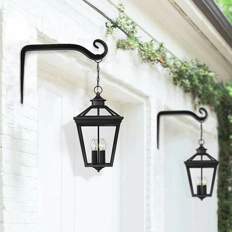 Paquet De 2 Crochets De Suspension Muraux Noirs, Supports De Panier Suspendu En Fer Forge En Metal, Support De Panier Suspendu Pour Mangeoires A Oiseaux/plantes/lanternes/carillons Eoliens (avec Vis) 6 Paquet De 2 Crochets De Suspension Muraux Noirs, Supports De Panier Suspendu En Fer Forge En Metal, Support De Panier Suspendu Pour Mangeoires A Oiseaux/plantes/lanternes/carillons Eoliens (avec Vis) – Image 4