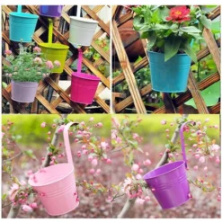 Lot De 10 Pots De Fleurs à Suspendre En Métal Avec Trou De Drainage Crochet Amovible Assortiment De Couleurs,Dolaso -Promos Jardin Noble Magasin 97116919 4