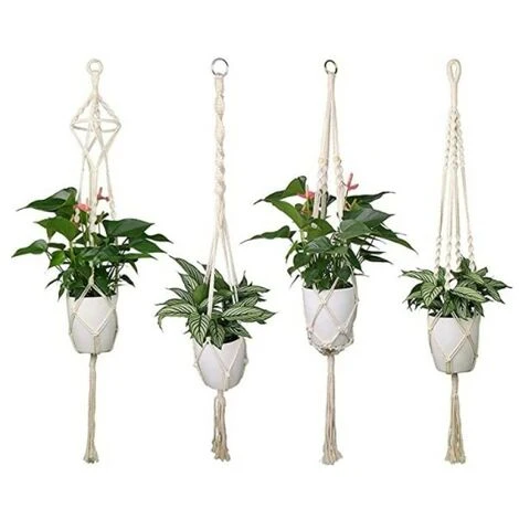 Ensemble De 4 Porte-plantes En Pot De Fleurs Porte-plantes En Macramé D'intérieur Et D'extérieur 3 Ensemble De 4 Porte-plantes En Pot De Fleurs Porte-plantes En Macramé D'intérieur Et D'extérieur