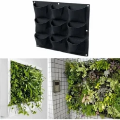 Sacs De Plantation, Jardinière Verte Verticale Avec 9 Poches, Sac De Plantes Pour Accrocher Des Sacs De Fleurs Pour Balcon Et Terrasse Mur Verdissement Maison Mur Balcon Jardin -Promos Jardin Noble Magasin 97629099 5