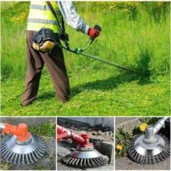 6 Pouce Universel Tête Brosse Désherbage, Tête Brosse Désherbage Avec Contre-écrou Pour Débroussailleuse Plateau Désherbage En Fil D'acier -Promos Jardin Noble Magasin 97650188 5
