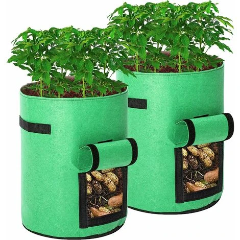 Sacs De Culture Pour Pommes De Terre, 2 X 43L Sacs De Culture/Sac De Plantation Jardin Pour Pommes De Terre Double Couche Tissu Non Tissé Respirant Avec Terre à Fenêtre 3 Sacs De Culture Pour Pommes De Terre, 2 X 43L Sacs De Culture/Sac De Plantation Jardin Pour Pommes De Terre Double Couche Tissu Non Tissé Respirant Avec Terre à Fenêtre