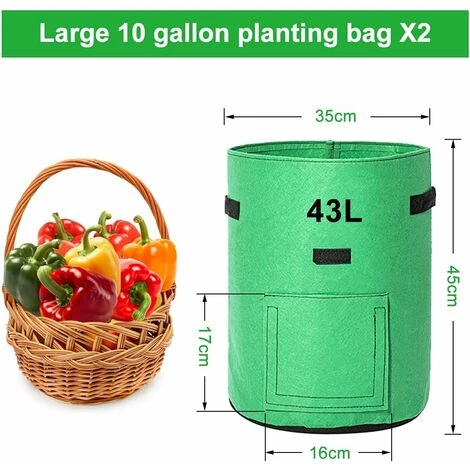Sacs De Culture Pour Pommes De Terre, 2 X 43L Sacs De Culture/Sac De Plantation Jardin Pour Pommes De Terre Double Couche Tissu Non Tissé Respirant Avec Terre à Fenêtre 4 Sacs De Culture Pour Pommes De Terre, 2 X 43L Sacs De Culture/Sac De Plantation Jardin Pour Pommes De Terre Double Couche Tissu Non Tissé Respirant Avec Terre à Fenêtre – Image 2
