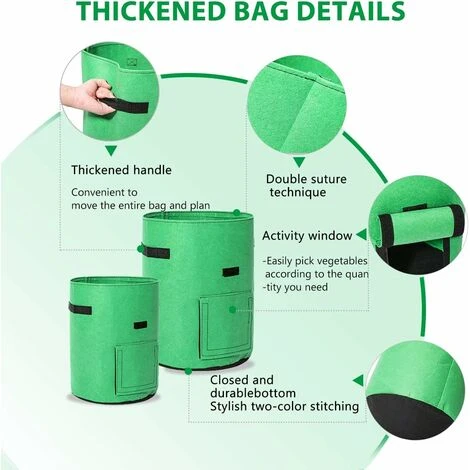 Sacs De Culture Pour Pommes De Terre, 2 X 43L Sacs De Culture/Sac De Plantation Jardin Pour Pommes De Terre Double Couche Tissu Non Tissé Respirant Avec Terre à Fenêtre 5 Sacs De Culture Pour Pommes De Terre, 2 X 43L Sacs De Culture/Sac De Plantation Jardin Pour Pommes De Terre Double Couche Tissu Non Tissé Respirant Avec Terre à Fenêtre – Image 3