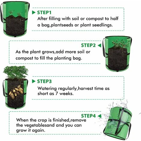 Sacs De Culture Pour Pommes De Terre, 2 X 43L Sacs De Culture/Sac De Plantation Jardin Pour Pommes De Terre Double Couche Tissu Non Tissé Respirant Avec Terre à Fenêtre 7 Sacs De Culture Pour Pommes De Terre, 2 X 43L Sacs De Culture/Sac De Plantation Jardin Pour Pommes De Terre Double Couche Tissu Non Tissé Respirant Avec Terre à Fenêtre – Image 5