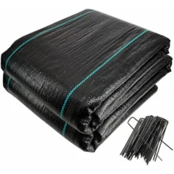 Toile De Paillage Contre Les Mauvaises Herbes 25Mx2M Avec 50 Piquets Anti-UV 100g/m2