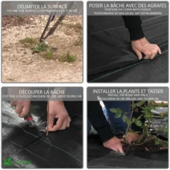 Toile De Paillage Contre Les Mauvaises Herbes 25Mx2M Avec 50 Piquets Anti-UV 100g/m2 -Promos Jardin Noble Magasin 97810493 4