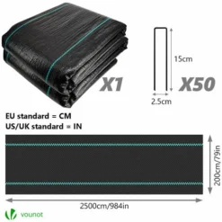 Toile De Paillage Contre Les Mauvaises Herbes 25Mx2M Avec 50 Piquets Anti-UV 100g/m2 -Promos Jardin Noble Magasin 97810493 5