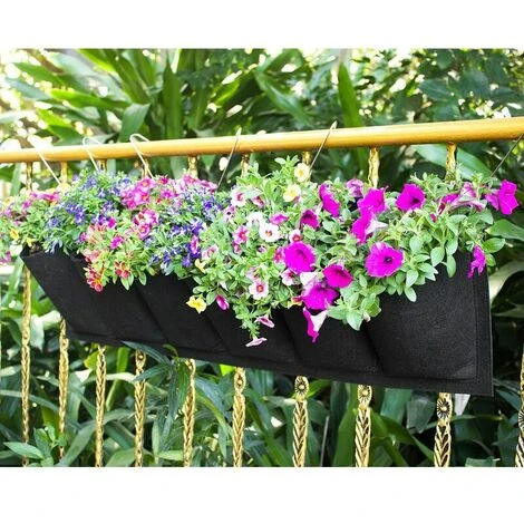 Sac De Plantation Vertical, Jardin Sac à Plantes Mural Jardinière Suspendue Balcon Pot à Suspendre Intérieur Extérieur Fleur 6 Poches (Noir) 7 Sac De Plantation Vertical, Jardin Sac à Plantes Mural Jardinière Suspendue Balcon Pot à Suspendre Intérieur Extérieur Fleur 6 Poches (Noir) – Image 5