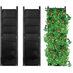 Sac à Plantes à Suspendre, Lot De 2, 7 Poches, Sacs à Plantes Verticaux, Sac à Plantes Pour L'intérieur, L'extérieur, Le Jardin, Le Balcon, La Terrasse, La Décoration De La Maison (noir)
