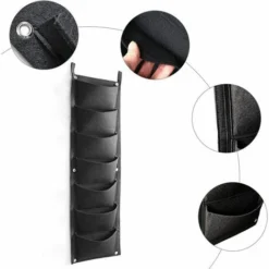Sac à Plantes à Suspendre, Lot De 2, 7 Poches, Sacs à Plantes Verticaux, Sac à Plantes Pour L'intérieur, L'extérieur, Le Jardin, Le Balcon, La Terrasse, La Décoration De La Maison (noir) -Promos Jardin Noble Magasin 97891336 3