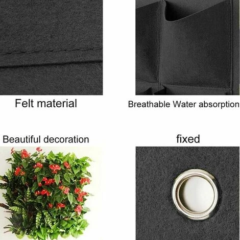 Plantation Murale Jardin Sac De Plantes Murales Sac De Plantes En Feutre Jardinières Suspendues Pot De Fleur De Verdissement Vertical Pour Intérieur Extérieur Balcon Jardinage (noir 49 Ports) Thisnde 4 Plantation Murale Jardin Sac De Plantes Murales Sac De Plantes En Feutre Jardinières Suspendues Pot De Fleur De Verdissement Vertical Pour Intérieur Extérieur Balcon Jardinage (noir 49 Ports) Thisnde – Image 2