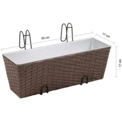 Jeu De Jardinières De Balcon Trapèze Rotin 50 Cm 2 Pcs Marron VidaXL -Promos Jardin Noble Magasin 980709 3
