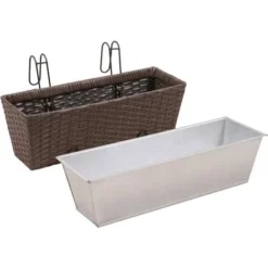 Jeu De Jardinières De Balcon Trapèze Rotin 50 Cm 2 Pcs Marron VidaXL -Promos Jardin Noble Magasin 980709 5