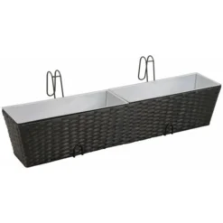 Ensemble De Jardinières De Balcon Trapèze Rotin 80cm 2 Pcs Noir VidaXL -Promos Jardin Noble Magasin 980710 2