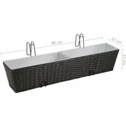Ensemble De Jardinières De Balcon Trapèze Rotin 80cm 2 Pcs Noir VidaXL -Promos Jardin Noble Magasin 980710 3