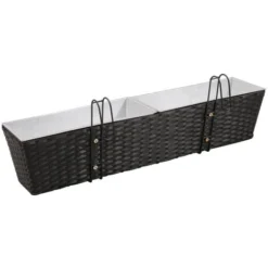 Ensemble De Jardinières De Balcon Trapèze Rotin 80cm 2 Pcs Noir VidaXL -Promos Jardin Noble Magasin 980710 4