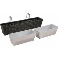 Ensemble De Jardinières De Balcon Trapèze Rotin 80cm 2 Pcs Noir VidaXL -Promos Jardin Noble Magasin 980710 5