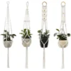 Suspension Plantes Macramé, 4 Pièces Macramé Panier De Supports De Plantes Avec 4 Crochets De Suspension, Tissés à Main Fleurs En Macramé Plant Hangers Pour Jardin Décor Intérieur Extérieur -Promos Jardin Noble Magasin 98404387 1