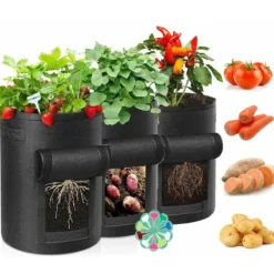 3Pcs Sac De Plantation De Pomme De Terre,10Gallons Sac De Plantation De Jardin En Non-tissés,Sac Pomme De Terre Avec La Fenêtre Et La Poignée,Grand Sac Potager Pour Des Fraises,des Tomates,des Légumes