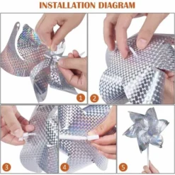 Répulsif Oiseaux,Répulsifs Oiseaux Reflechissants,12 Pièces 30 Cm Barre Oiseaux 360 Degrés Et Réfléchissant Moulin à Vent Effaroucheurs Réfléchissant En Spirale Lumineux Et,Convient Pour Balcons, Arbr -Promos Jardin Noble Magasin 99696999 3